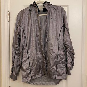 Nike silver metallic windbreaker vintage track jacket, size M